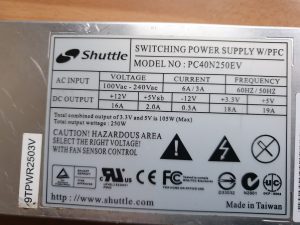 Shuttle PC40N250EV 250W PC Switching Power Supply